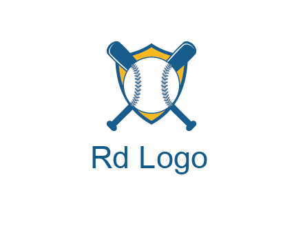 shield with bats behind baseball