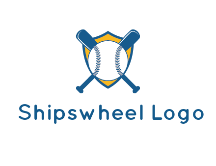shield with bats behind baseball