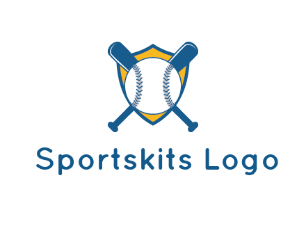 shield with bats behind baseball