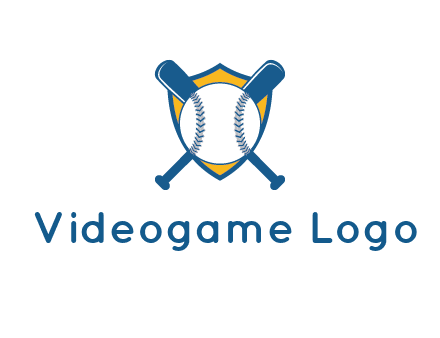 shield with bats behind baseball