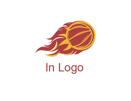 basketball with flames