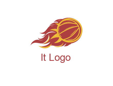 basketball with flames