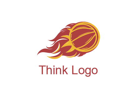 basketball with flames