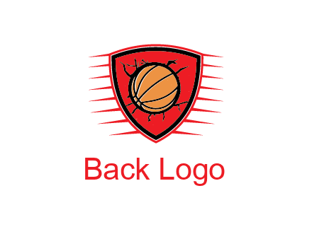 basketball in shield with cracks
