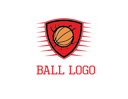 basketball in shield with cracks