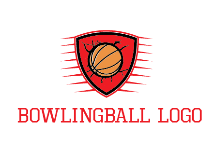 basketball in shield with cracks