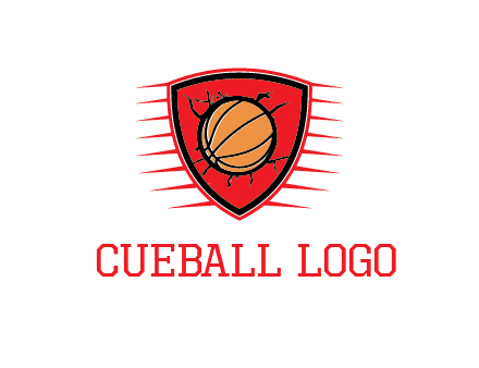 basketball in shield with cracks