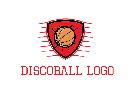 basketball in shield with cracks