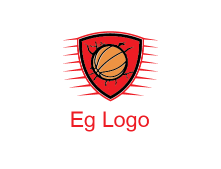 basketball in shield with cracks