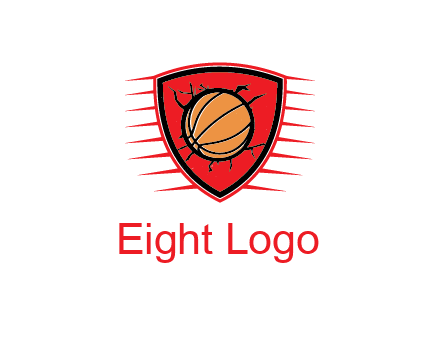 basketball in shield with cracks