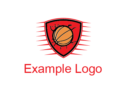 basketball in shield with cracks