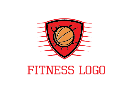 basketball in shield with cracks
