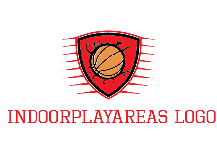 basketball in shield with cracks