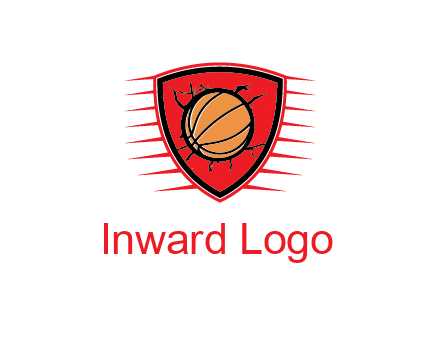 basketball in shield with cracks