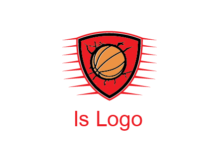 basketball in shield with cracks