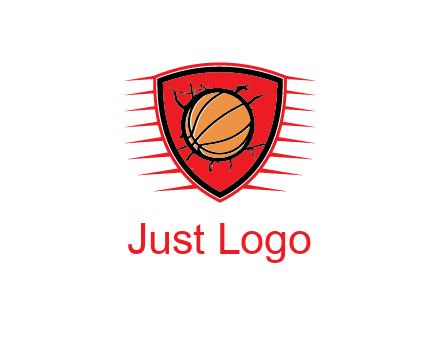 basketball in shield with cracks