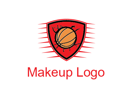 basketball in shield with cracks