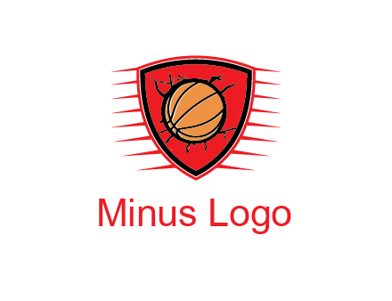 basketball in shield with cracks