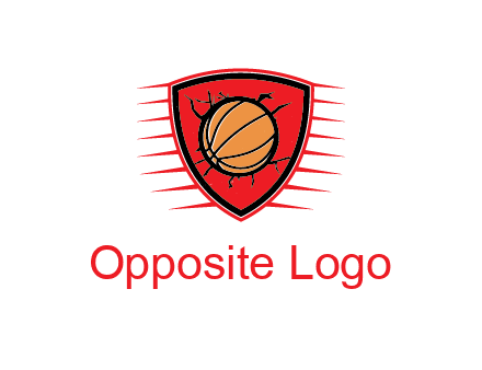 basketball in shield with cracks