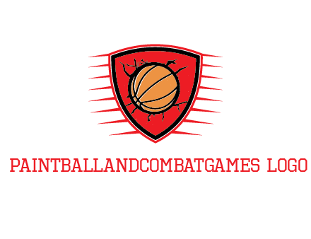 basketball in shield with cracks