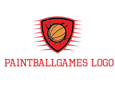 basketball in shield with cracks