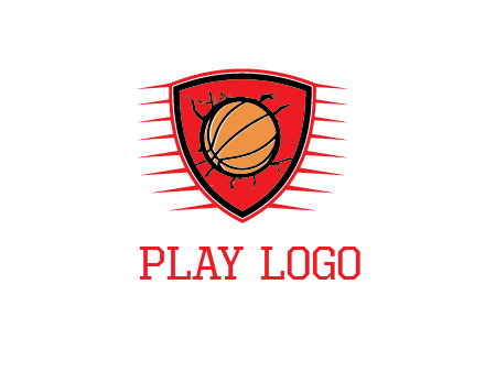 basketball in shield with cracks