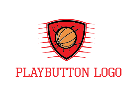 basketball in shield with cracks