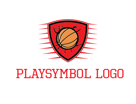 basketball in shield with cracks