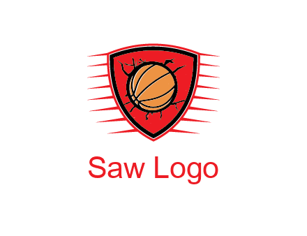 basketball in shield with cracks