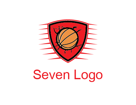 basketball in shield with cracks