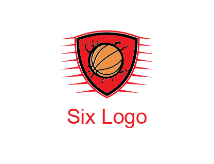 basketball in shield with cracks