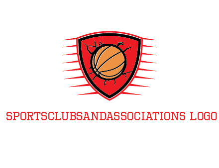basketball in shield with cracks