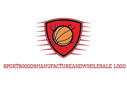 basketball in shield with cracks