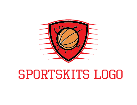 basketball in shield with cracks