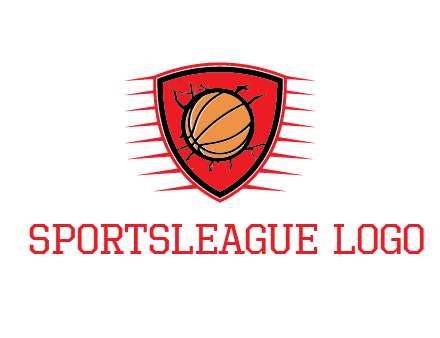 basketball in shield with cracks