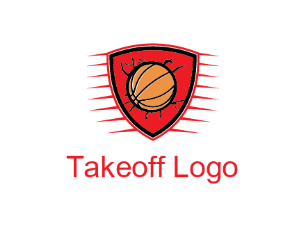 basketball in shield with cracks