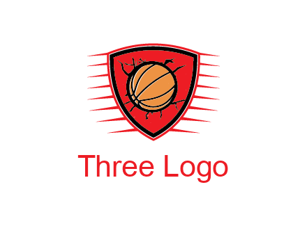 basketball in shield with cracks