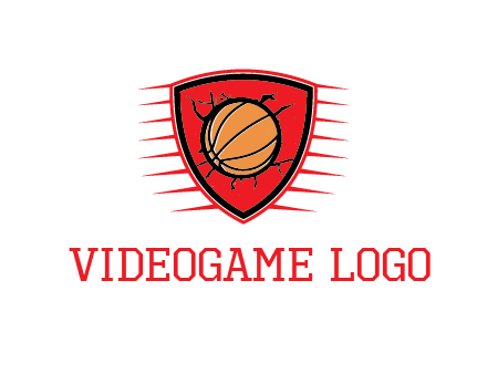 basketball in shield with cracks