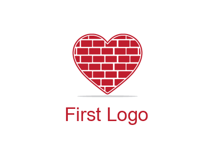 brick pattern inside heart