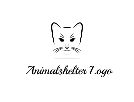 negative spacing line art cat face