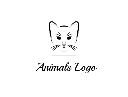 negative spacing line art cat face