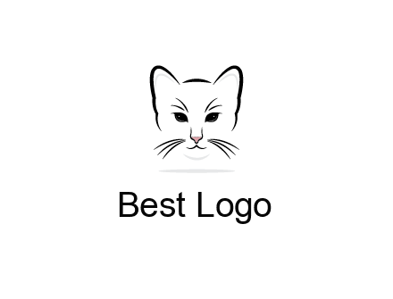 negative spacing line art cat face