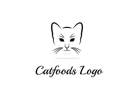 negative spacing line art cat face