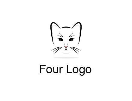 negative spacing line art cat face