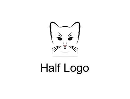 negative spacing line art cat face