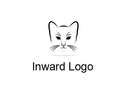 negative spacing line art cat face