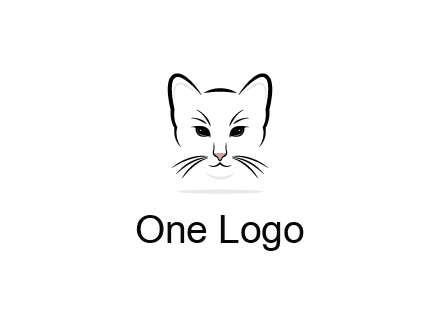 negative spacing line art cat face