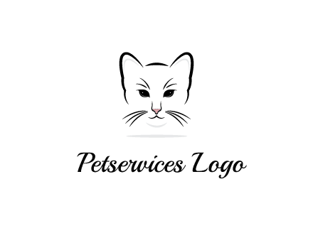 negative spacing line art cat face