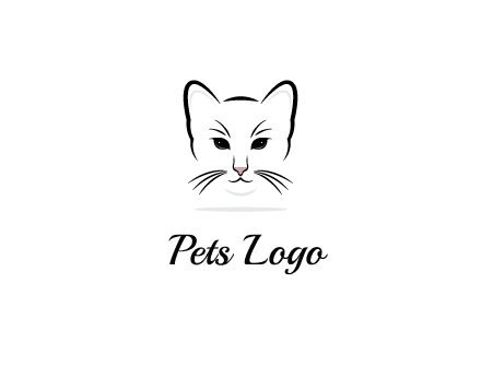 negative spacing line art cat face
