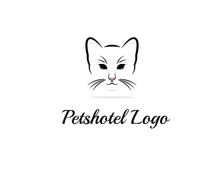 negative spacing line art cat face